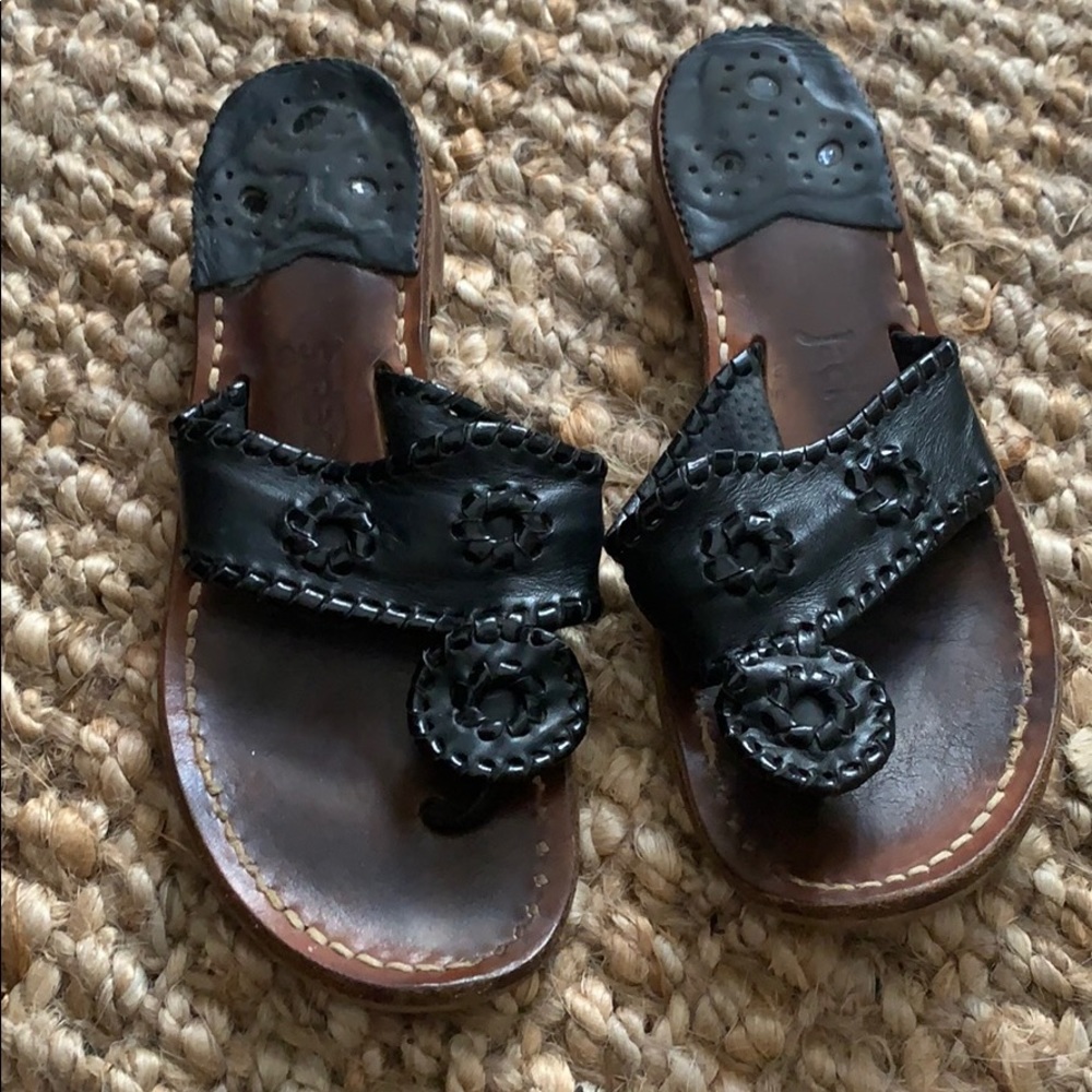 Jack Rogers Navajo black leather sandal